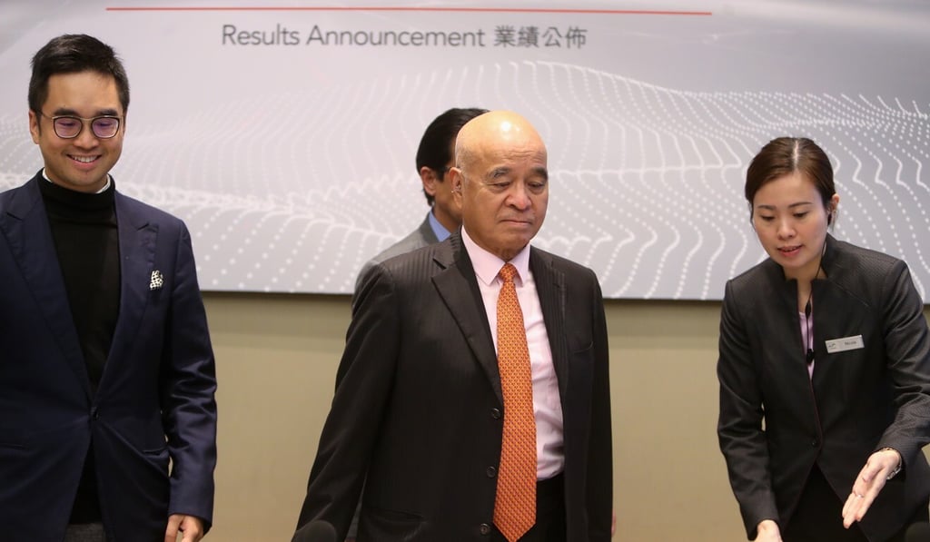 From left, Adrian Cheng Chi-kong, executive vice-chairman and general manager, and Henry Cheng Kar-shun, chairman, of New World Development, attend the company’s 2018 interim results announcement in this file photo from February 2019. Photo: Winson Wong From left, Adrian Cheng Chi-kong, executive vice-chairman and general manager, and Henry Cheng Kar-shun, chairman, of New World Development, attend the company’s 2018 interim results announcement in this file photo from February 2019. Photo: Winson Wong