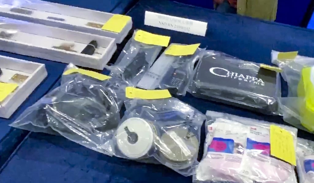Items seized during the police raid in Pat Heung, New Territories. Photo: Facebook Items seized during the police raid in Pat Heung, New Territories. Photo: Facebook