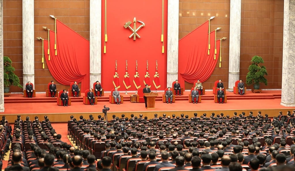 North Korean leader Kim Jong-un gives a speech to mark the 76th anniversary of the Workers' Party of Korea in Pyongyang. Photo: AFP