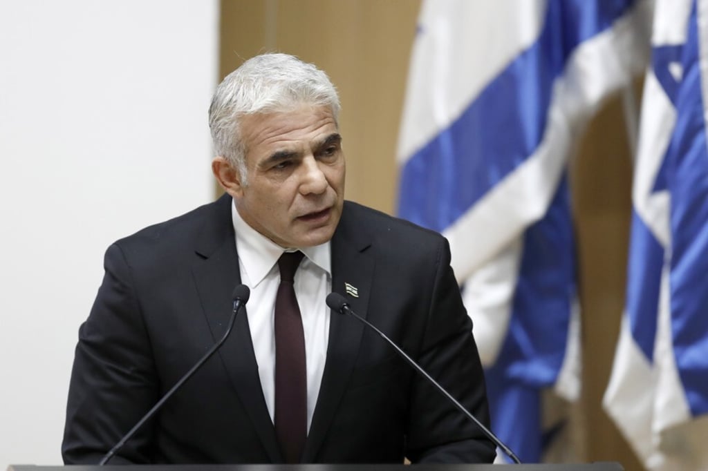Israeli Foreign Minister Yair Lapid in the Knesset, Jerusalem on Monday. Photo: EPA-EFE