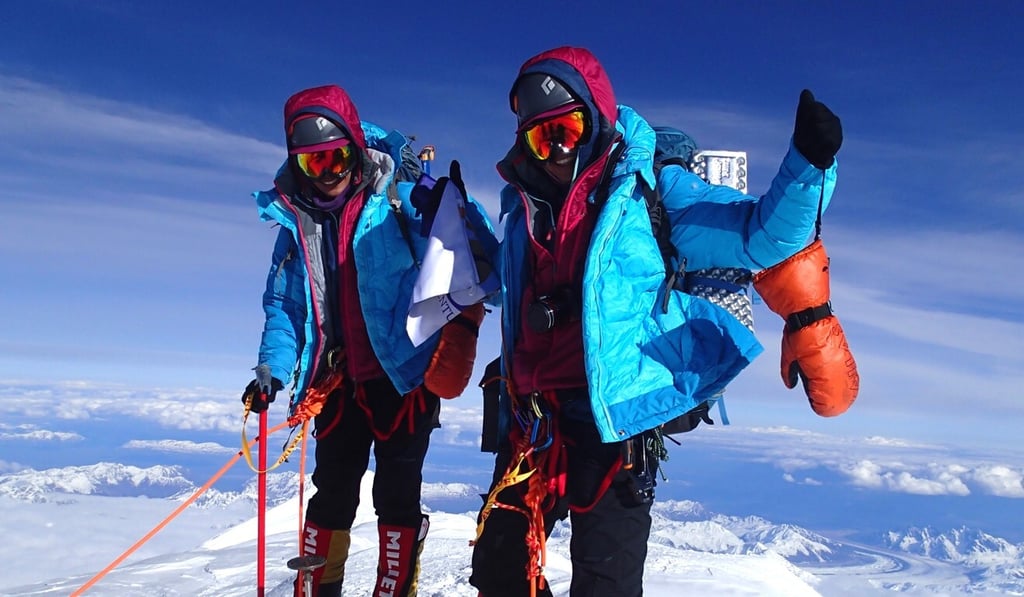 Tashi and Nungshi Malik on the summit of North America's highest mountain, Denali, in 2015. Photo: Handout
