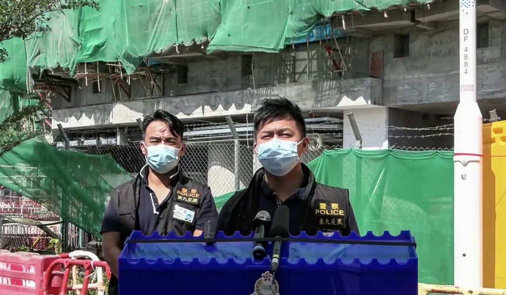 Senior Inspector Siu Lok-fai (centre) says the force will continue its efforts to crack down on triads. Photo: Hong Kong Police