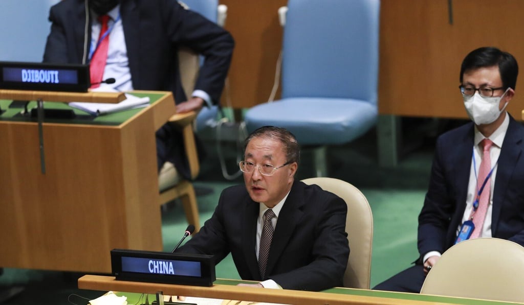 China’s ambassador to the UN Zhang Jun described the signatories as henchmen of the US. Photo: Xinhua China’s ambassador to the UN Zhang Jun described the signatories as henchmen of the US. Photo: Xinhua