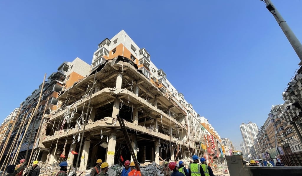 Some buildings were badly damaged in the blast. Photo: Simon Song