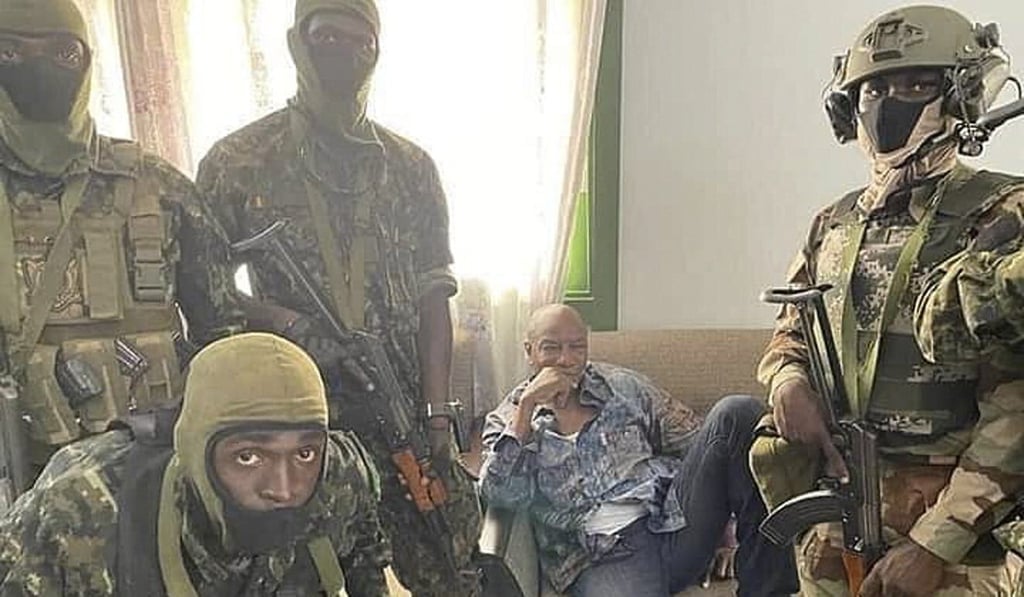 Guinea's President Alpha Conde being detained by army special forces in Conakry, Guinea in September 2021. Photo: EPA