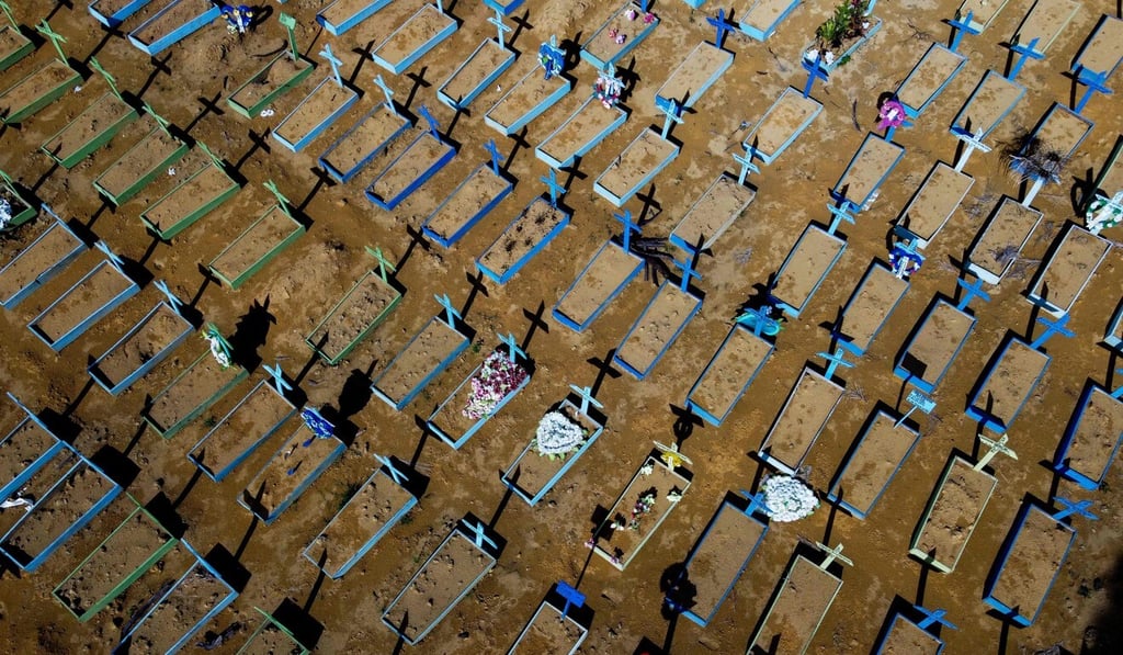 Graves of Covid-19 victims in Manaus, Amazonas state, Brazil. Photo: AFP