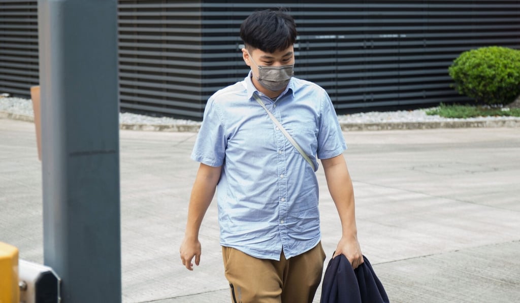 Lam Wai-ho at West Kowloon Court on Thursday. He has denied a count of possessing offensive weapons in a public place. Photo: Brian Wong Lam Wai-ho at West Kowloon Court on Thursday. He has denied a count of possessing offensive weapons in a public place. Photo: Brian Wong