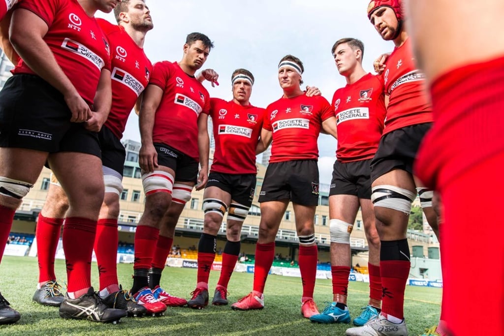 Valley players huddle ahead of their first game against Hong Kong Football Club in the men’s Premiership 2021-22 season. Photo: Hong Kong Rugby Union Valley players huddle ahead of their first game against Hong Kong Football Club in the men’s Premiership 2021-22 season. Photo: Hong Kong Rugby Union