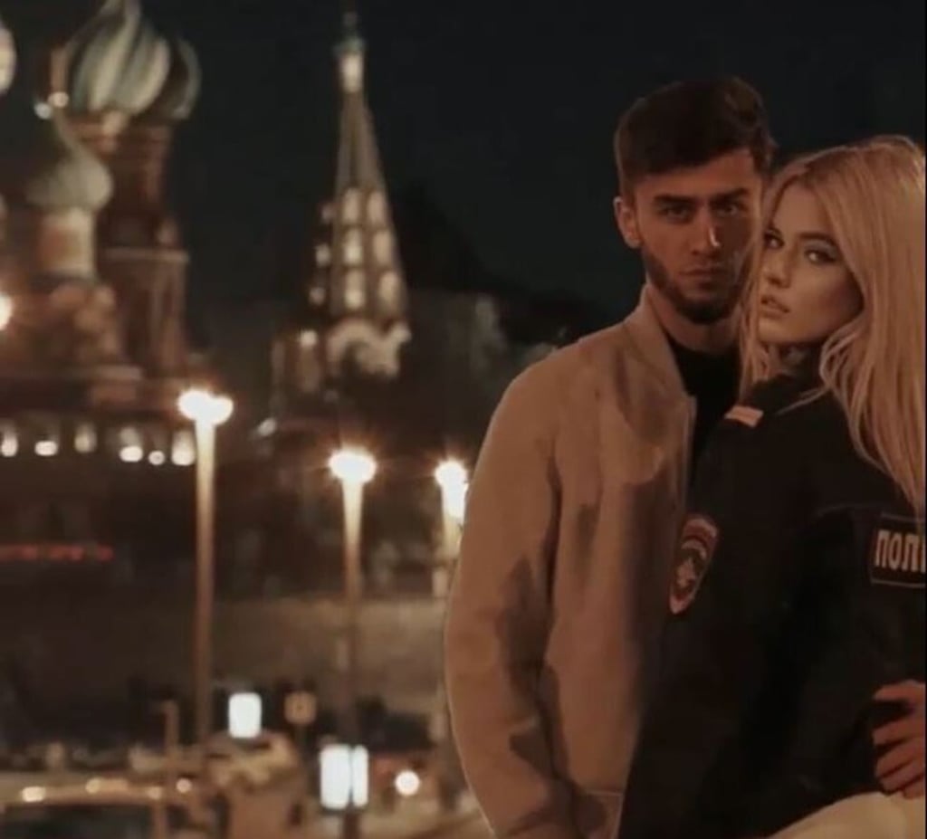 Ruslani Murodzhonzoda with his girlfriend Anastasia Chistova near Red Square. Photo: Instagram