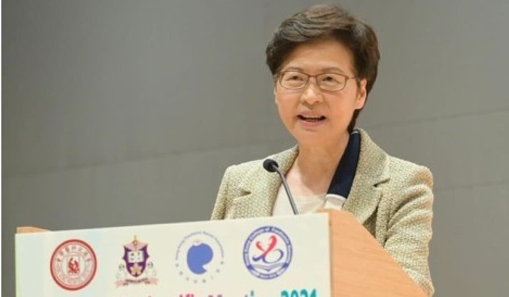Carrie Lam speaks at the opening ceremony of the joint annual scientific meeting. Photo: SCMP Carrie Lam speaks at the opening ceremony of the joint annual scientific meeting. Photo: SCMP