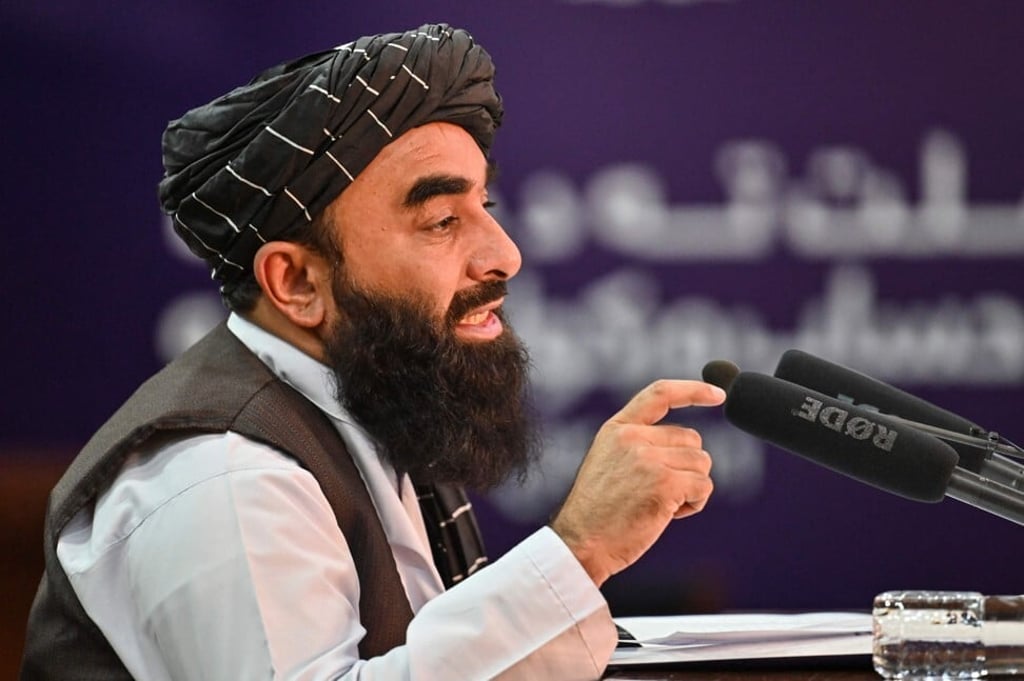 Taliban spokesman Zabihullah Mujahid in Kabul city, on Saturday. Photo: AFP