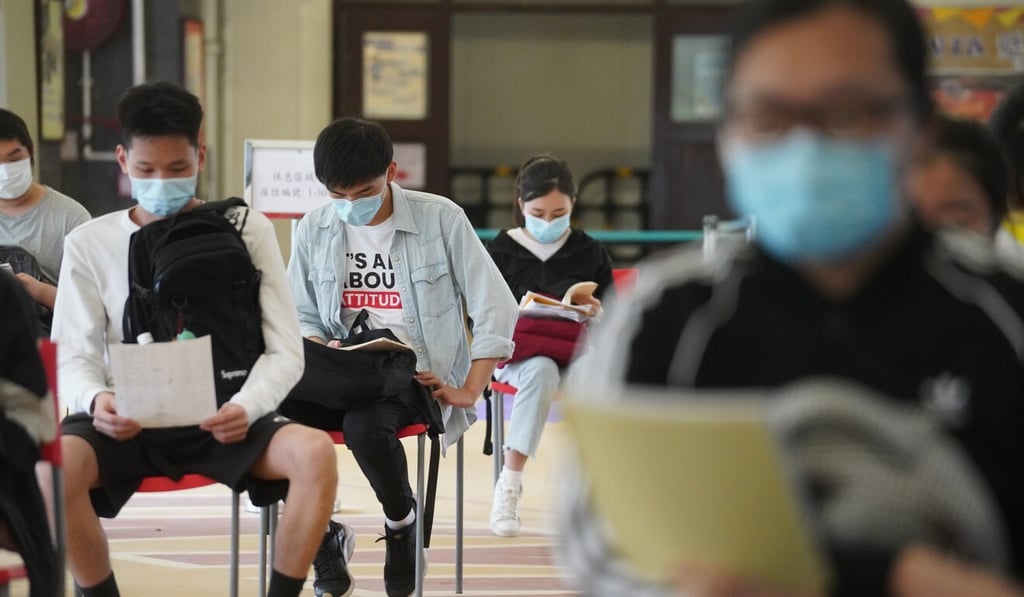 Students prepare for the English language portion of the university entrance exams at Lee Kau Yan Memorial School in San Po Kong. Photo: Winson Wong Students prepare for the English language portion of the university entrance exams at Lee Kau Yan Memorial School in San Po Kong. Photo: Winson Wong