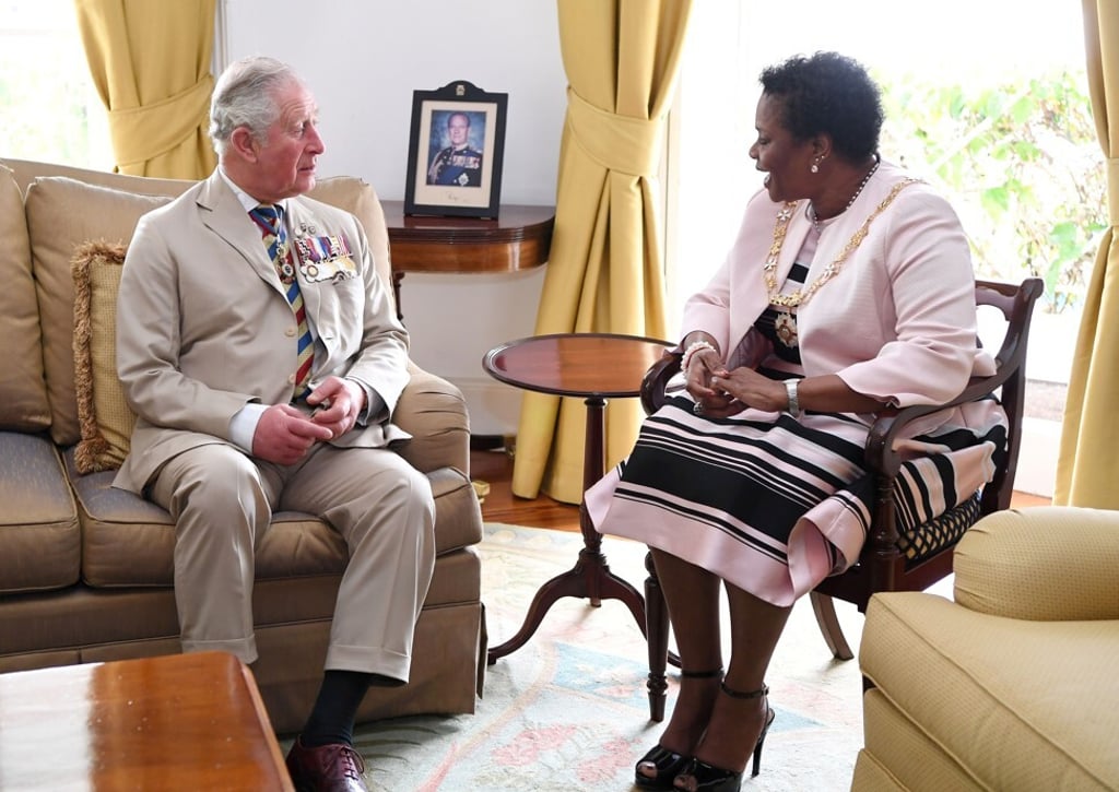 Britain’s Prince Charles and the Governor-General of Barbados, Sandra Mason, during a visit to Barbados in 2019. Photo: Reuters