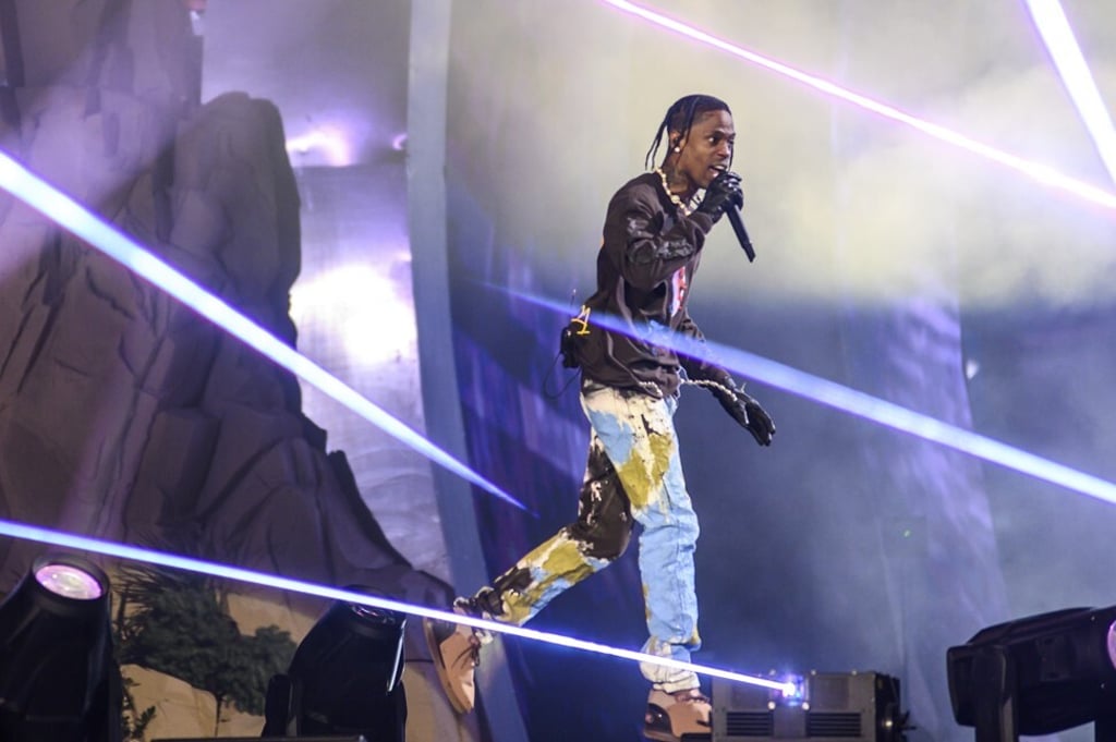 Travis Scott performs at Astroworld Festival at NRG park in Texas on Friday. Photo: Houston Chronicle via AP