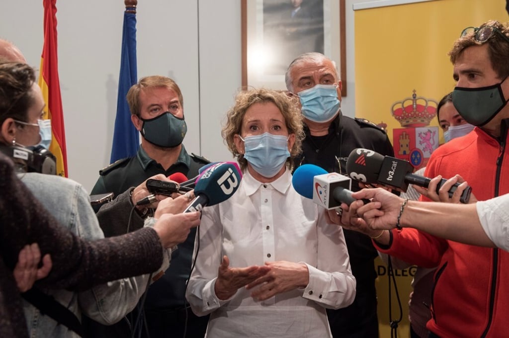 Aina Calvo centre, Spanish central government delegate in the Balearic Islands, in Palma de Mallorca, Spain on Saturday. Photo: EPA-EFE