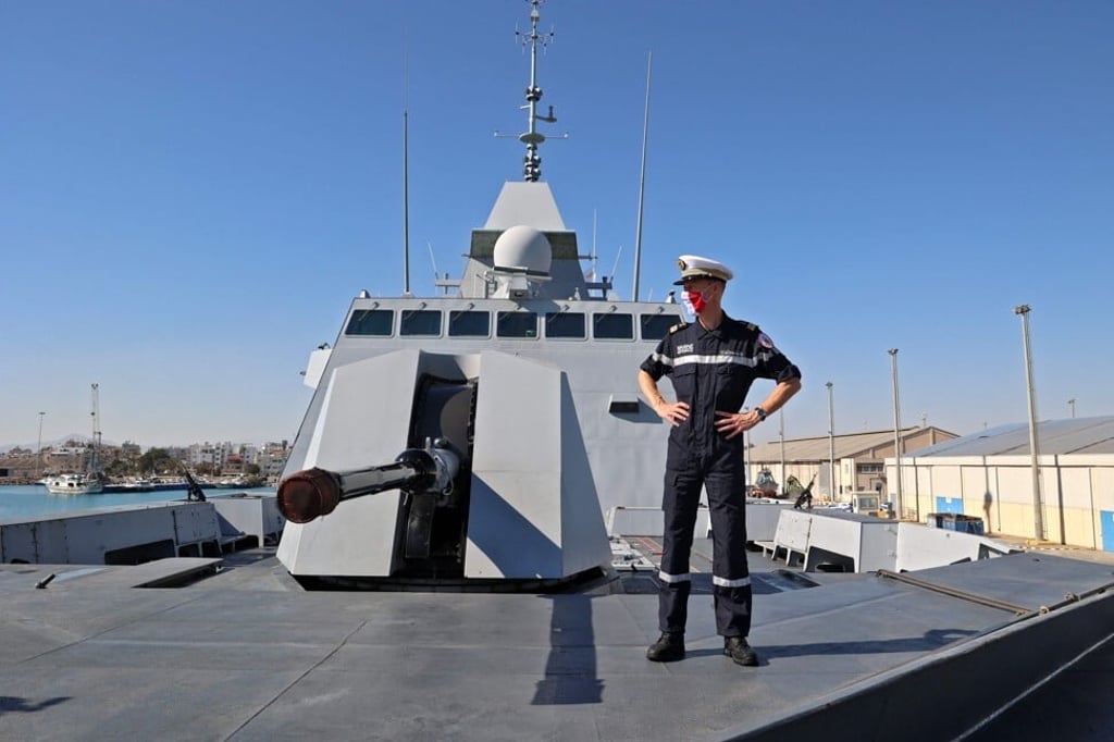 Captain Paul Merveilleux du Vignaux stands aboard the Auvergne in Larnaca, Cyrprus. Photo: AFP