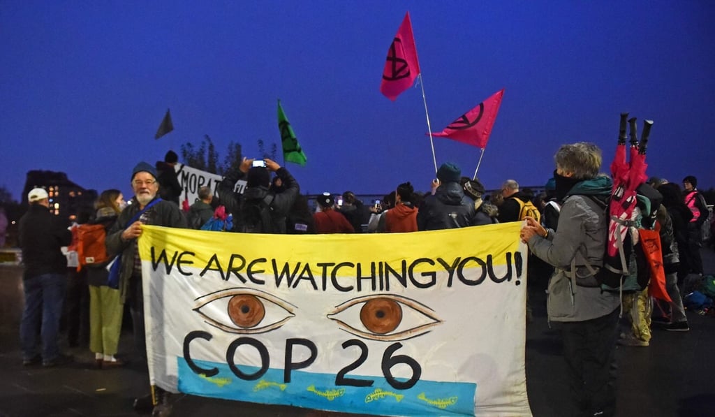 Protesters from the climate change group Extinction Rebellion demonstrate at the COP26 conference in Glasgow on November 8. Photo: AFP