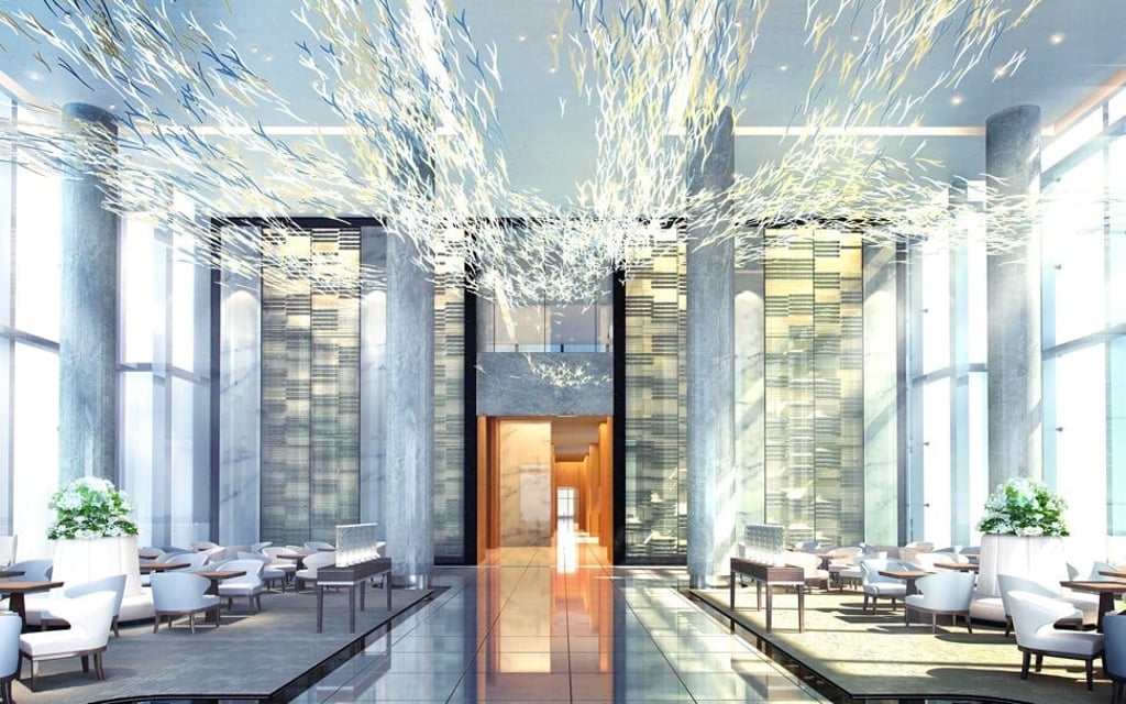 A metal shard installation, called Breeze Bird by Hirotoshi Sawada, is at Chengdu IFS as part of a collection of works of art on display at Niccolo hotels.