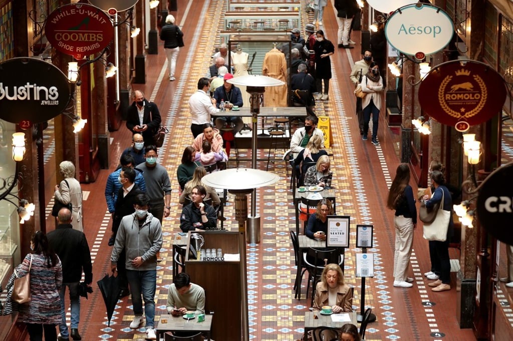 A view of the interior of the Strand Arcade in Sydney on Monday, October 11, 2021. Photo: Bloomberg.