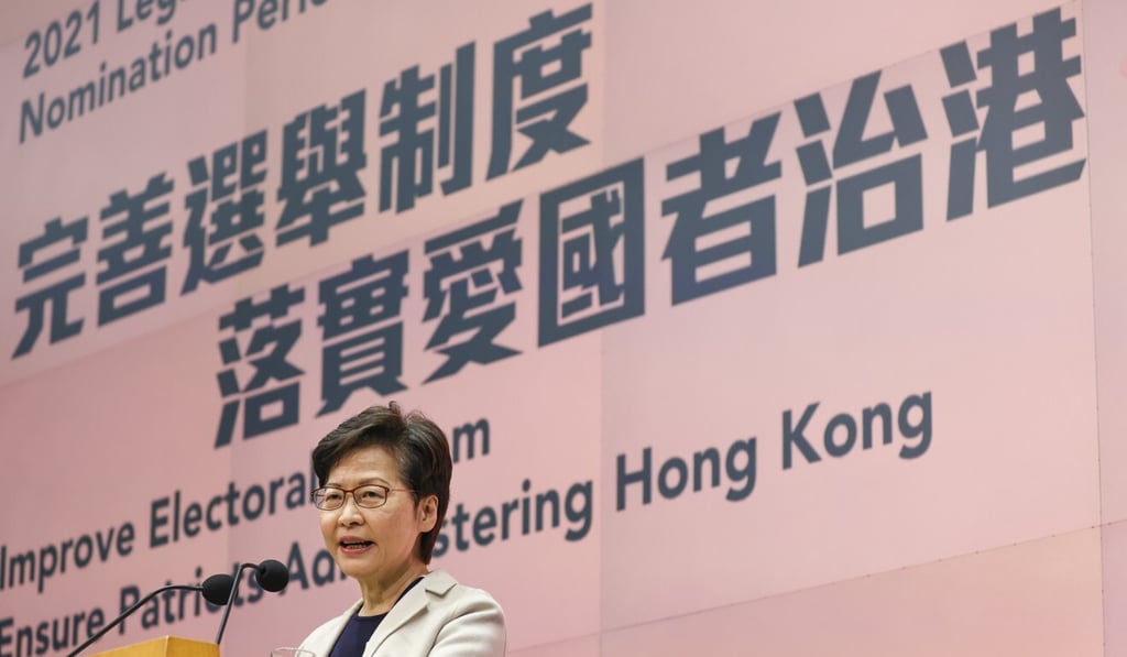 Chief Executive Carrie Lam meets the press at government headquarters on Tuesday. Photo: Nora Tam