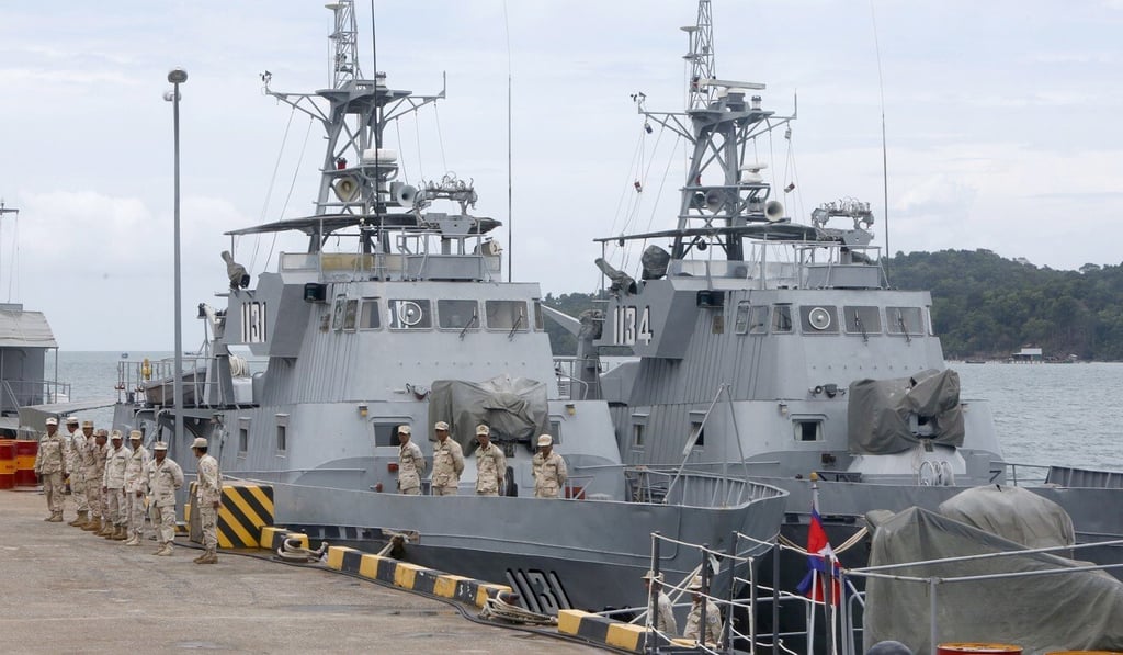 Cambodian soldiers stand at Ream Naval Base in Cambodia in July 2019. Photo: EPA-EFE