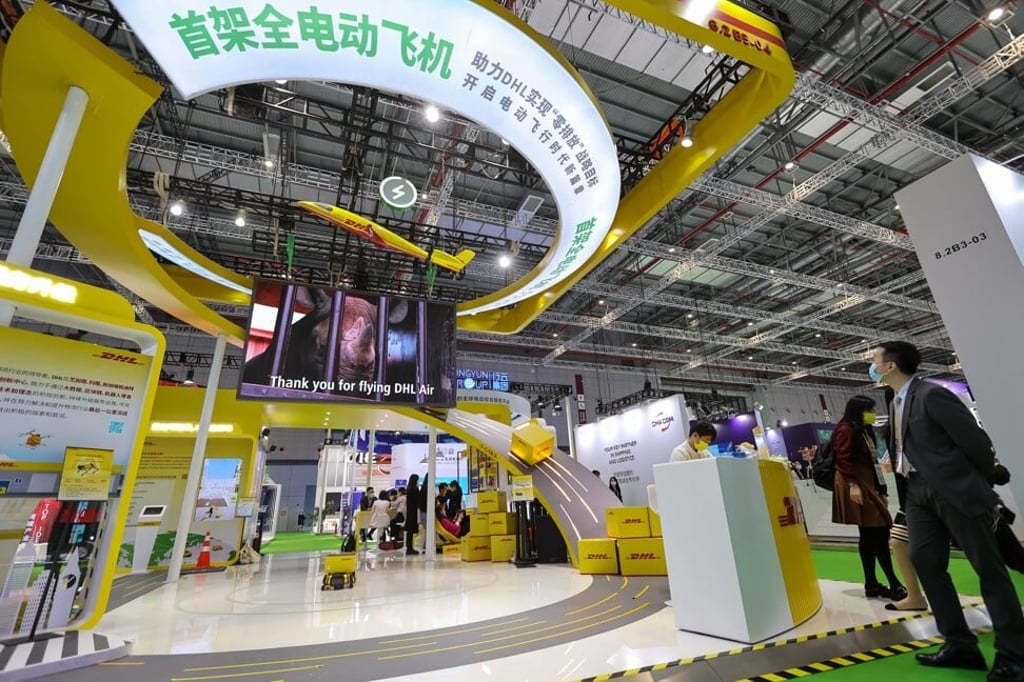 The China International Import Expo’s trade in services exhibition section drew over 300 businesses from over 50 countries and regions. Photo: Xinhua