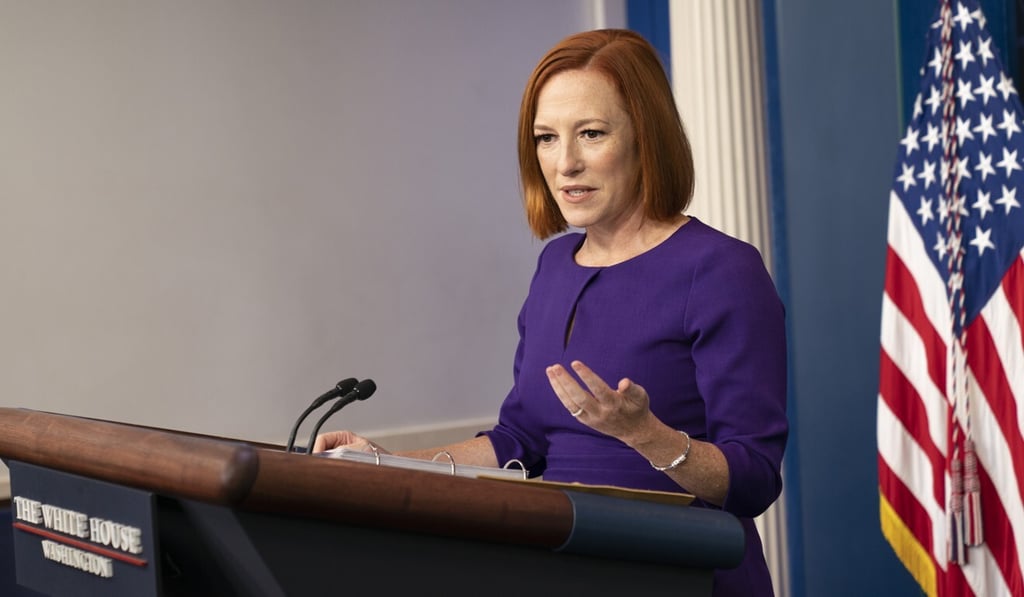 Jen Psaki, the White House press secretary, speaks at a news briefing in Washington on Friday. Photo: CNP via Bloomberg Jen Psaki, the White House press secretary, speaks at a news briefing in Washington on Friday. Photo: CNP via Bloomberg
