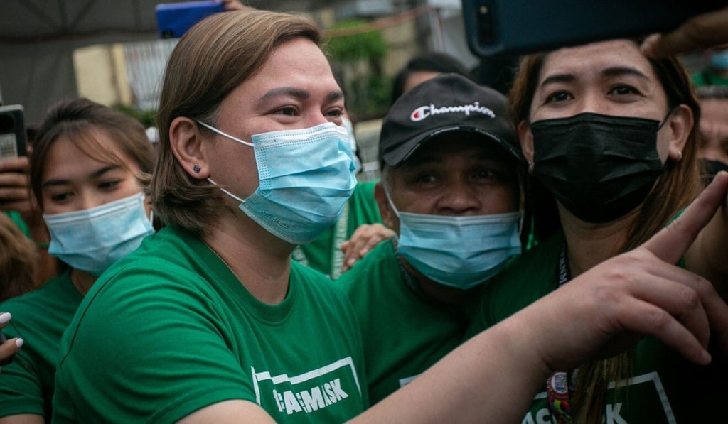 Sara Duterte-Carpio, left, pictured in Davao city earlier this week. Photo: AFP
