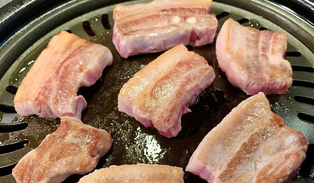 Samgyeopsal, or pork belly, being prepared. Photo: Instagram
