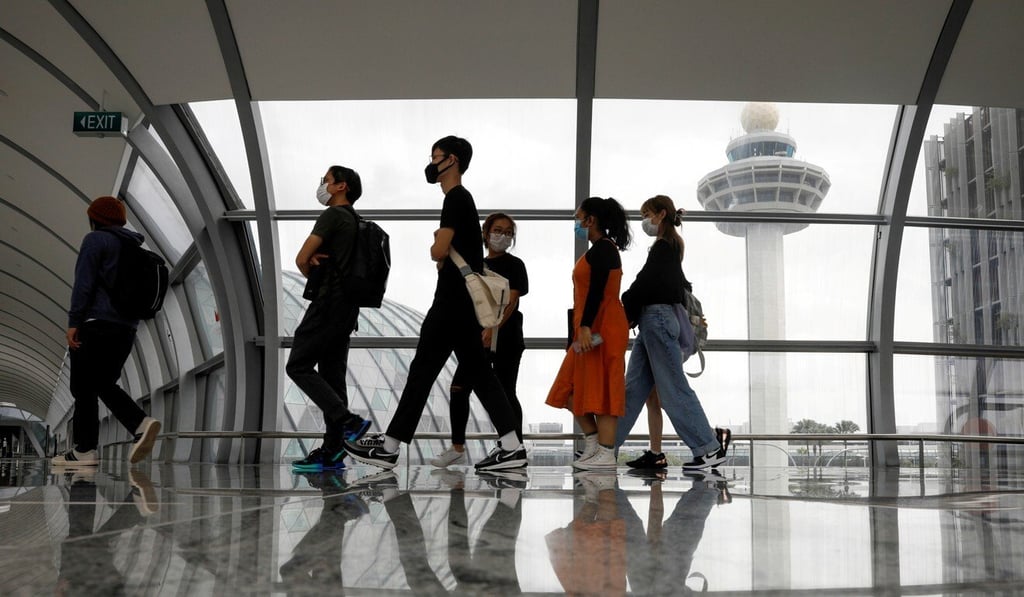 Visitors at Changi Airport. Singapore now has quarantine-free travel arrangements with 21 countries. Photo: Reuters