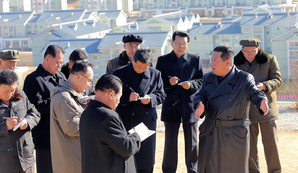 Kim Jong-un speaks to officials during his visit to Samjiyon city. Photo: KCNA via AFP Kim Jong-un speaks to officials during his visit to Samjiyon city. Photo: KCNA via AFP