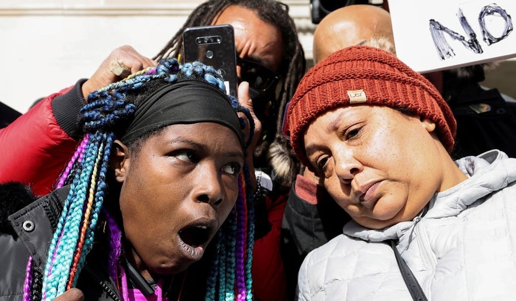 Tanya McLean, aunt of Jacob Blake, reacts to the verdict in the trial of Kyle Rittenhouse outside the Kenosha County Courthouse in Wisconsin on Friday. Photo: Reuters Tanya McLean, aunt of Jacob Blake, reacts to the verdict in the trial of Kyle Rittenhouse outside the Kenosha County Courthouse in Wisconsin on Friday. Photo: Reuters
