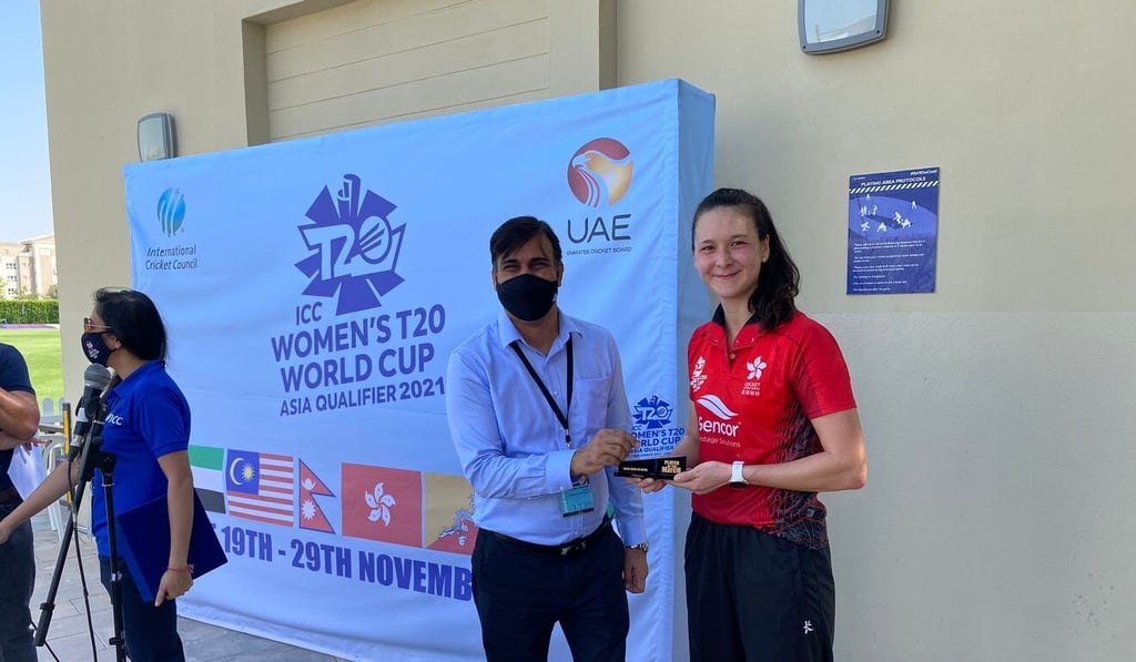 Hong Kong's Mariko Hill being interviewed in Dubai. Photo: CHK