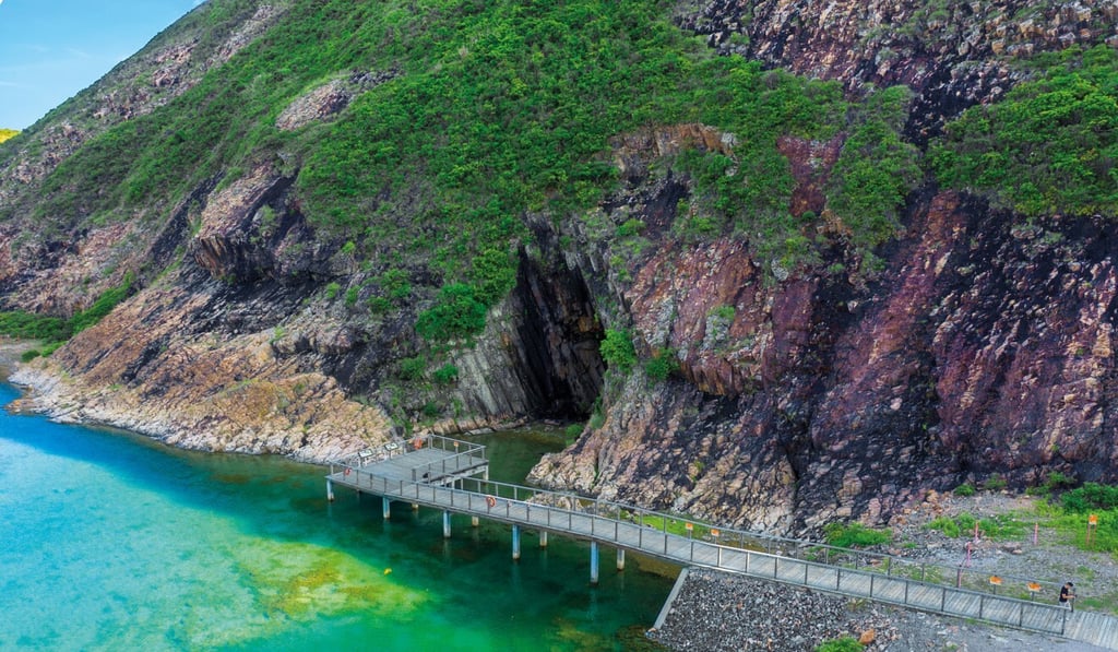 A sea cave, created by sea erosion, lies at the end of High Island Geo Trail, in Hong Kong’s Sai Kung Peninsula.