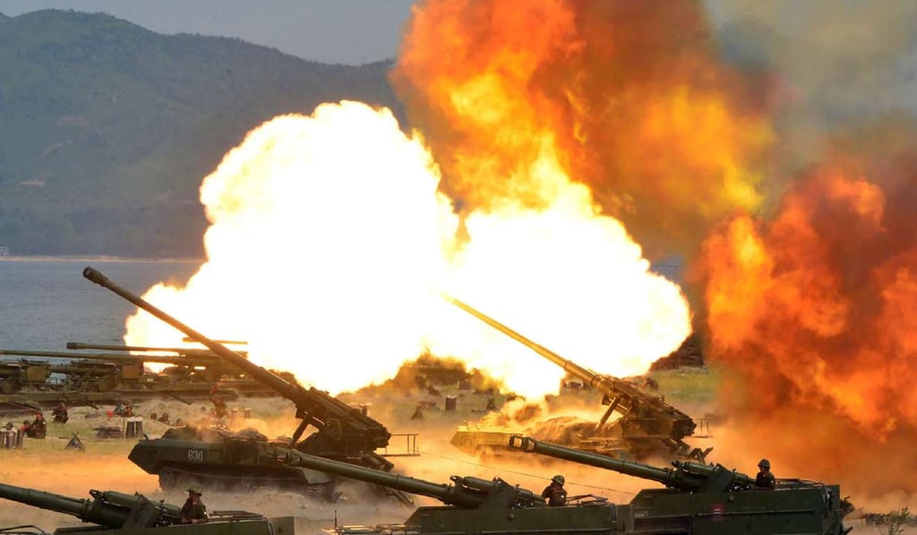 Undated picture released by North Korea's official Korean Central News Agency shows the combined fire demonstration of the services of the Korean People's Army in celebration of its 85th founding anniversary at the airport of eastern front.Photo: AFP Undated picture released by North Korea's official Korean Central News Agency shows the combined fire demonstration of the services of the Korean People's Army in celebration of its 85th founding anniversary at the airport of eastern front.Photo: AFP