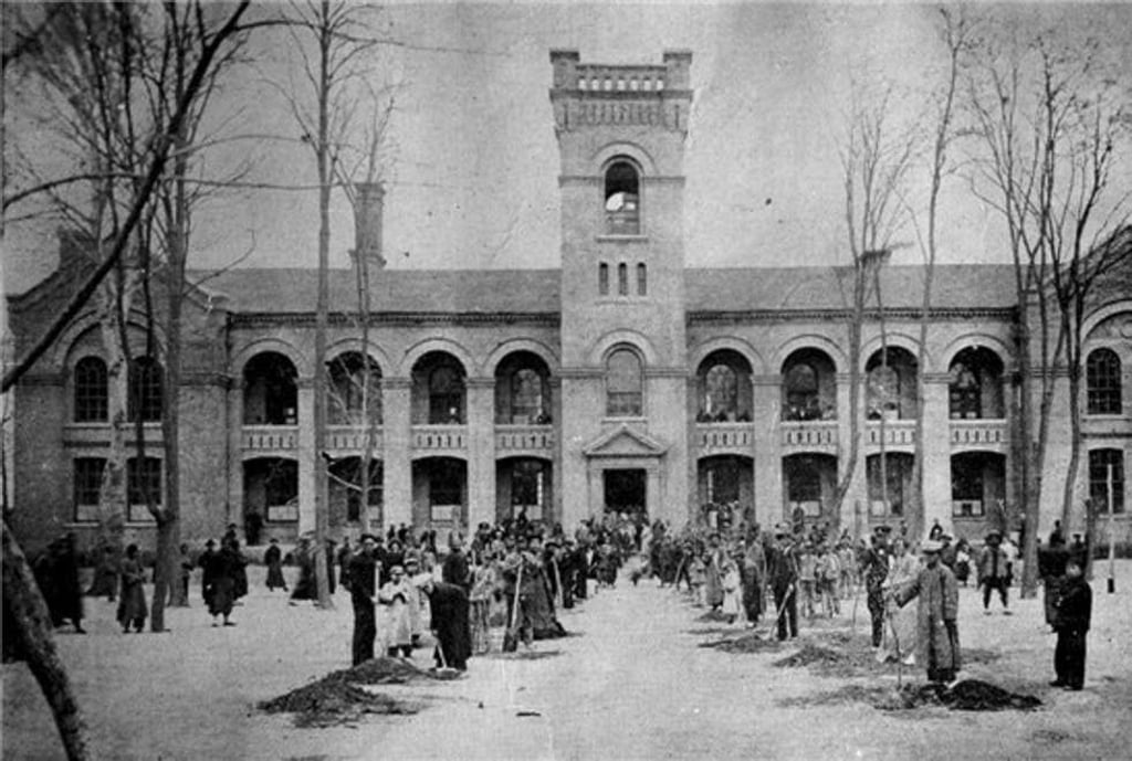 The Weihsien internment camp during the second world war.