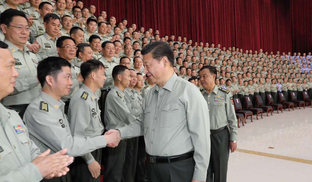 Chinese President Xi Jinping meets military officers during an inspection of the Southern Theatre Command on April 21. Photo: Xinhua