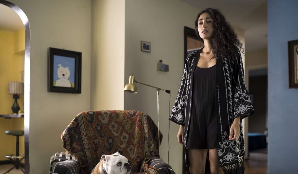 Golshifteh Farahani and Nellie the dog in Paterson.