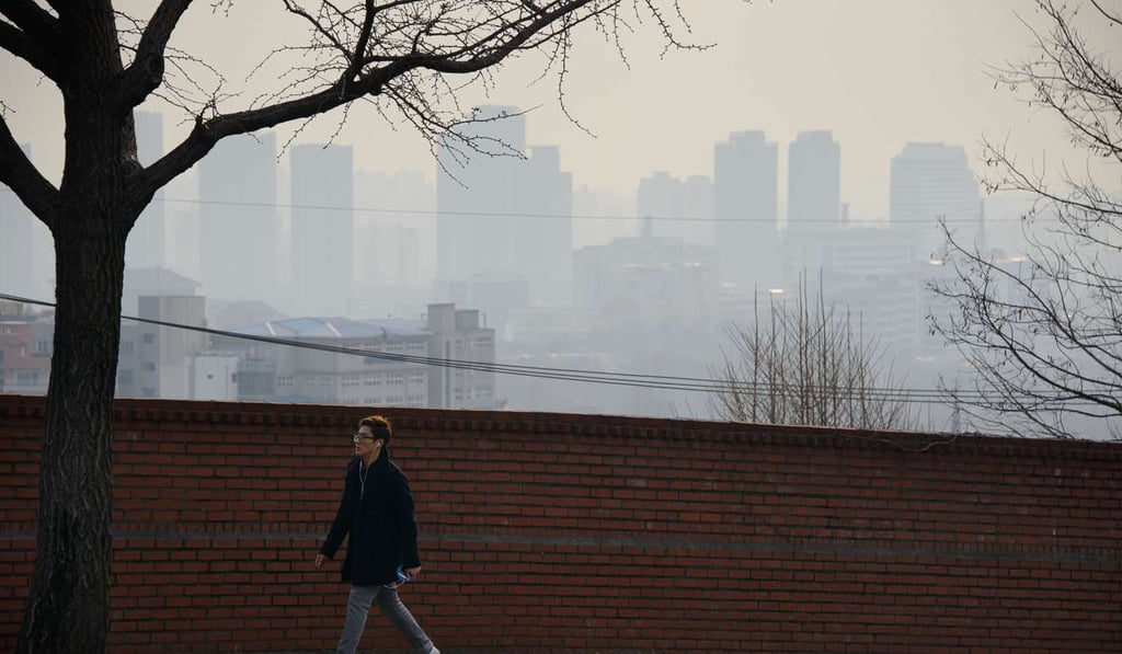 A man walks before the Seoul skyline shrouded in smog. According to the World Nuclear Association, power demand in South Korea has increased by more some 2.5 per cent per year since 2006. Some 97 per cent of the country's fuel is imported. Photo: AFP