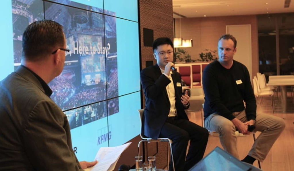 Derek Cheung and Tom Broom discuss the future of eSports at a Business of Sports Network event. Photo: BOSN Derek Cheung and Tom Broom discuss the future of eSports at a Business of Sports Network event. Photo: BOSN