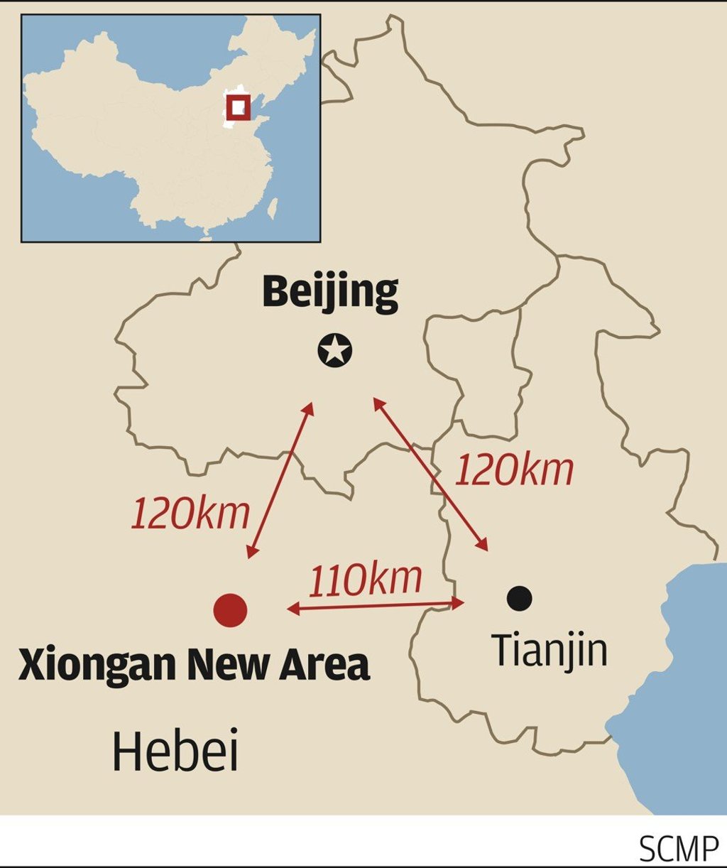 The location of Xiongan New Area. Graphic: SCMP