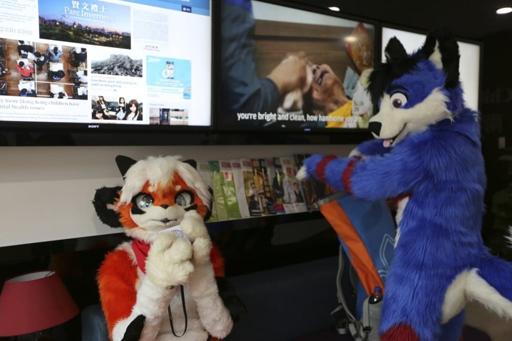 Inari (Cooro) on the left and Mega (Herman) in the SCMP office. Photo: Xiaomei Chen