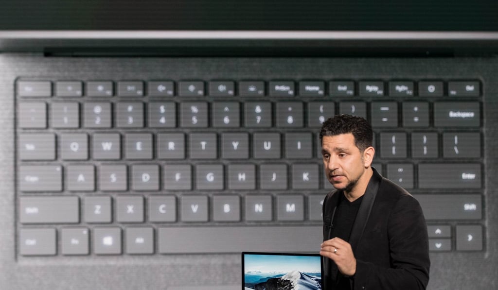 Panos Panay, vice president of Microsoft Surface Computing, speaks about the new Microsoft Surface Laptop during a launch event Iin New York City. Photo: AFP Panos Panay, vice president of Microsoft Surface Computing, speaks about the new Microsoft Surface Laptop during a launch event Iin New York City. Photo: AFP