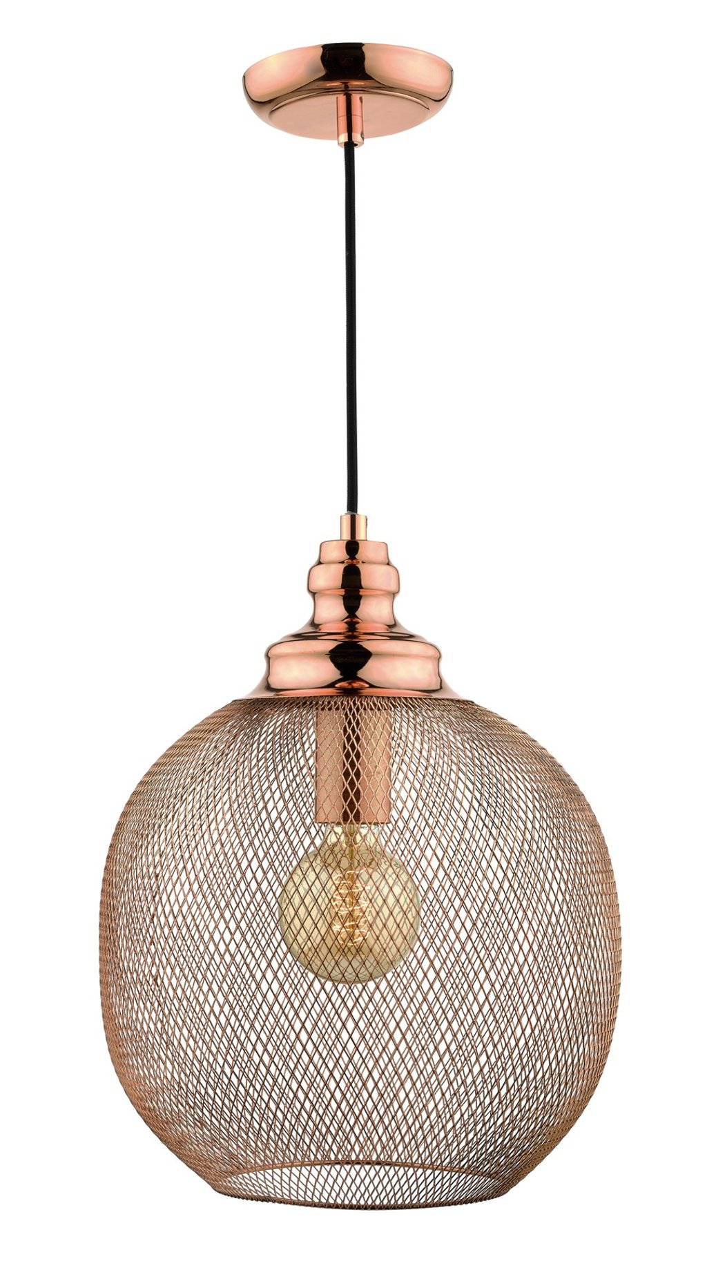 The woven copper metal wire forms a sphere-shaped lamp shade which adds a sleek and contemporary silhouette to any interior. Price on request