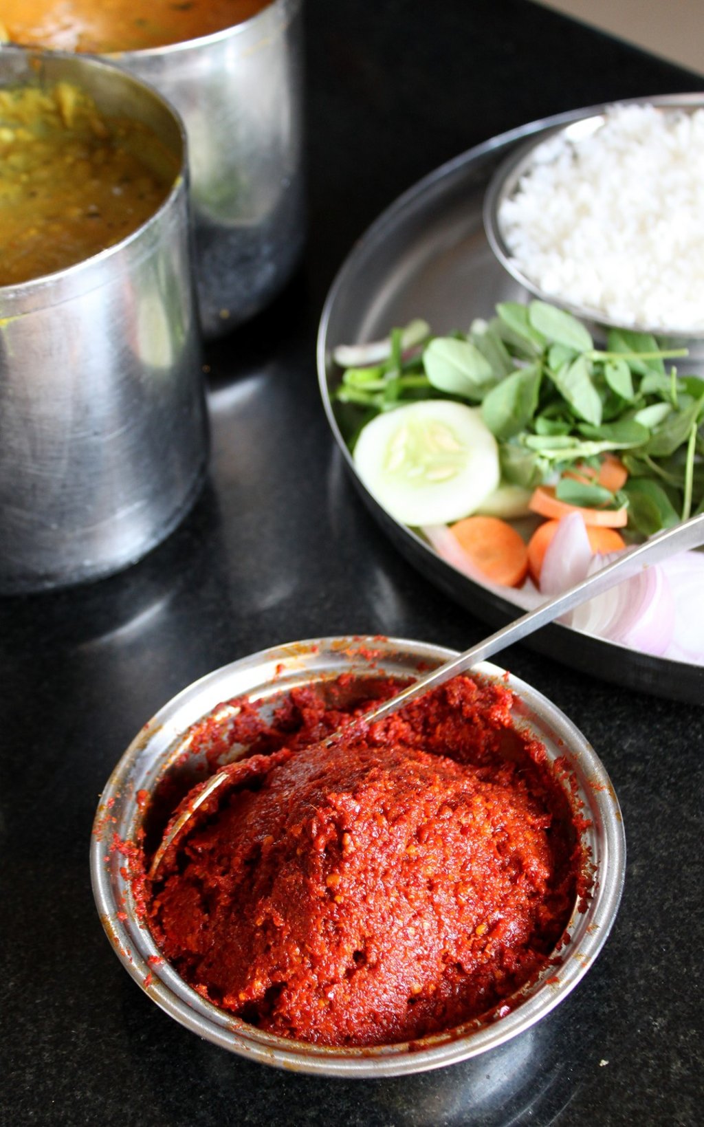 A red chilli chutney typical in north Karnataka. Photo: Ruchira Ramanujam