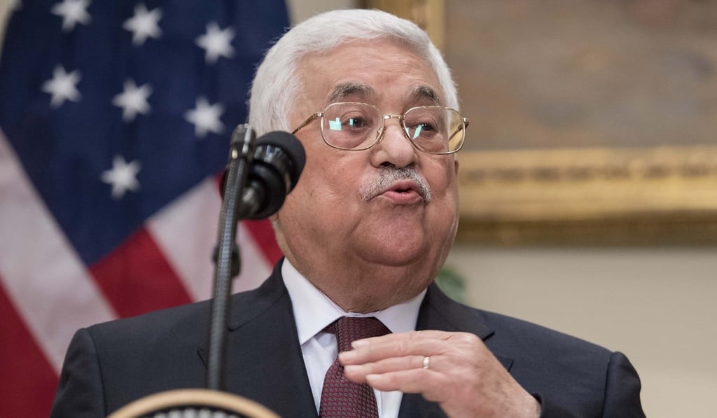 Palestinian Authority President Mahmud Abbas gives a statement at the White House during a visit to the US. Photo: AFP