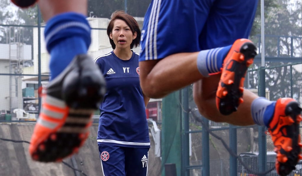 Eastern coach Chan Yuen-ting watches her charges during training. Chan became an instant celebrity after helping her side win last year’s league title. Photo: David Wong