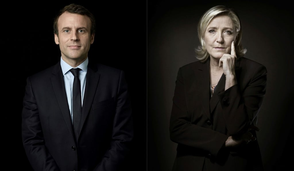 Five new opinion polls published on Friday forecast that Emmanuel Macron would win the election with a share of 62-63 per cent, comfortably defeating his rival, the far-right leader Marine Le Pen, in France’s most turbulent and potentially significant presidential race in decades. Photo: AFP Five new opinion polls published on Friday forecast that Emmanuel Macron would win the election with a share of 62-63 per cent, comfortably defeating his rival, the far-right leader Marine Le Pen, in France’s most turbulent and potentially significant presidential race in decades. Photo: AFP