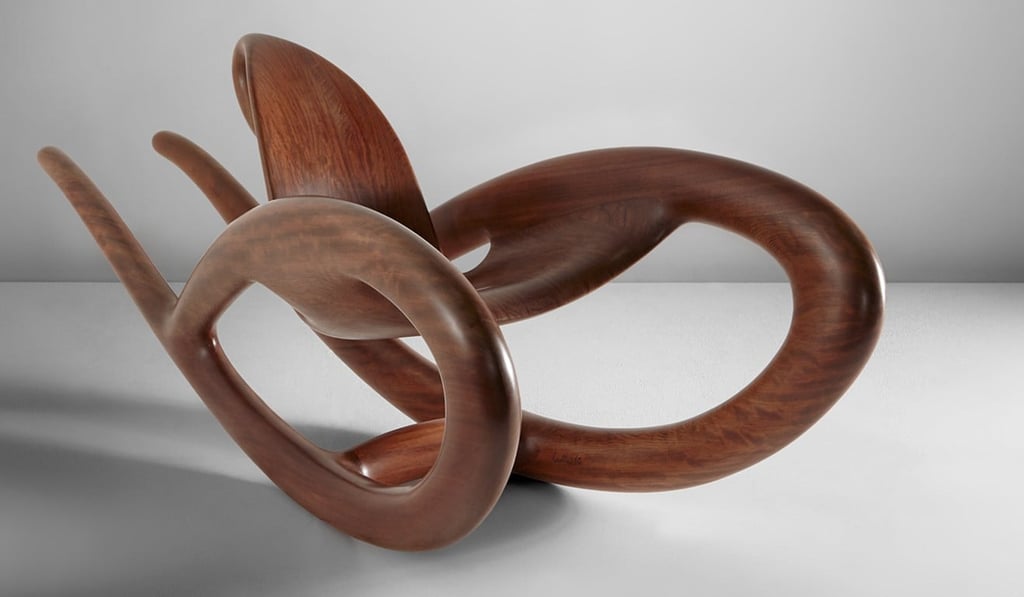 The Ghost Rider rocking chair in Bubinga wood by American designer Wendell Castle. Photo: Phillips