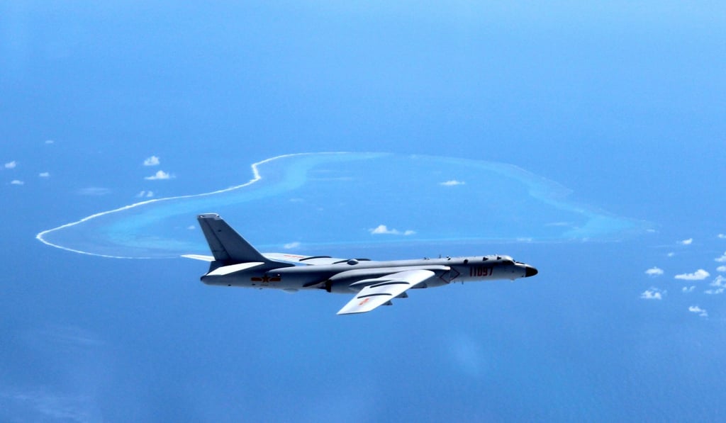In this undated photo released by Xinhua, a Chinese H-6K bomber patrols the islands and reefs in the South China Sea. The US alleges that China’s interference with probes by vessels and aircraft in and over China’s exclusive economic zone violates freedom of navigation. Photo: Xinhua via AP In this undated photo released by Xinhua, a Chinese H-6K bomber patrols the islands and reefs in the South China Sea. The US alleges that China’s interference with probes by vessels and aircraft in and over China’s exclusive economic zone violates freedom of navigation. Photo: Xinhua via AP